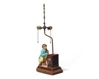 A French Majolica Humidor in the Form of Monkey Playing the Piano, Mounted as a Lamp