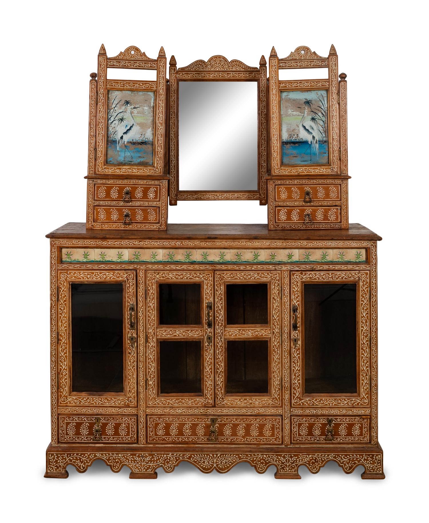 An Anglo-Indian Carved and Inlaid Sideboard with Swing Mirror — 19TH/20TH CENTURY