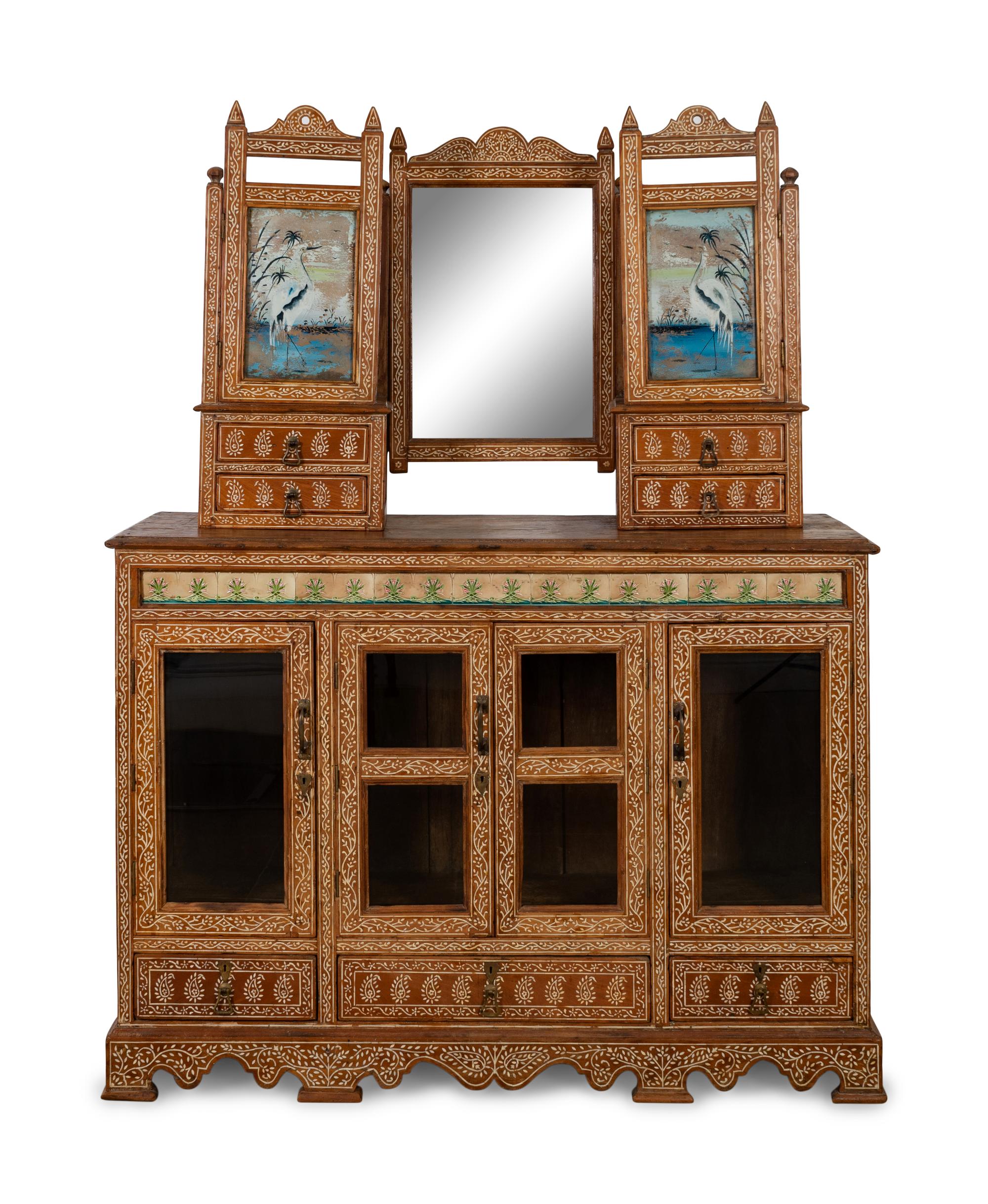 An Anglo-Indian Carved and Inlaid Sideboard with Swing Mirror — 19TH/20TH CENTURY
