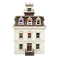 Three-story painted wood Italianate dollhouse probably Philadelphia, PA, circa 1870