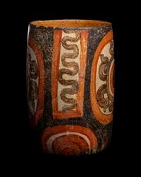 A Maya Polychrome Cylinder Vessel