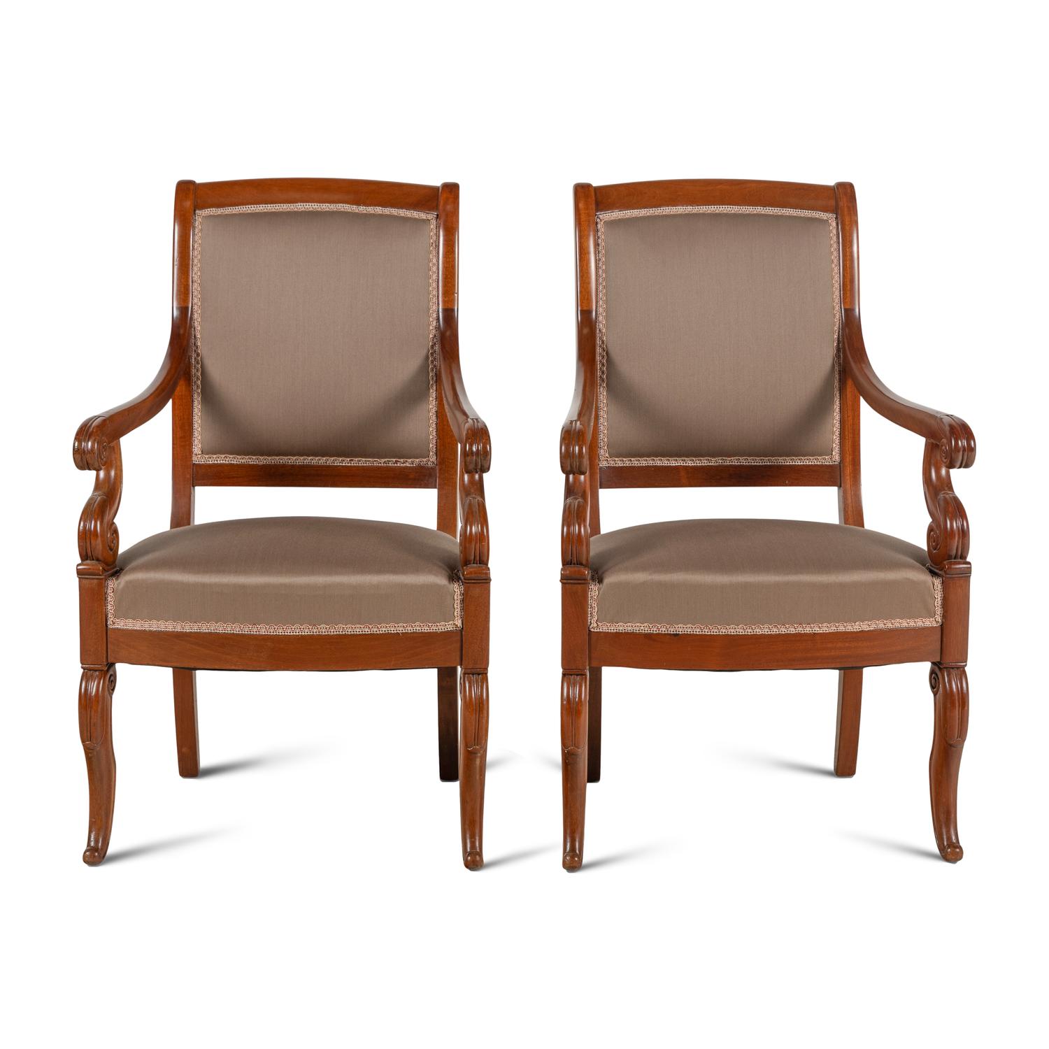 A Pair of Louis Philippe Walnut Fauteuils