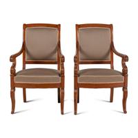 A Pair of Louis Philippe Walnut Fauteuils
