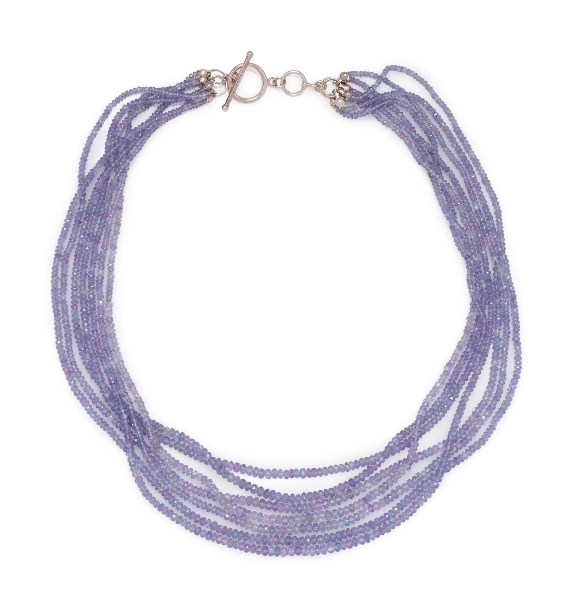TANZANITE MULTISTRAND BEAD NECKLACE