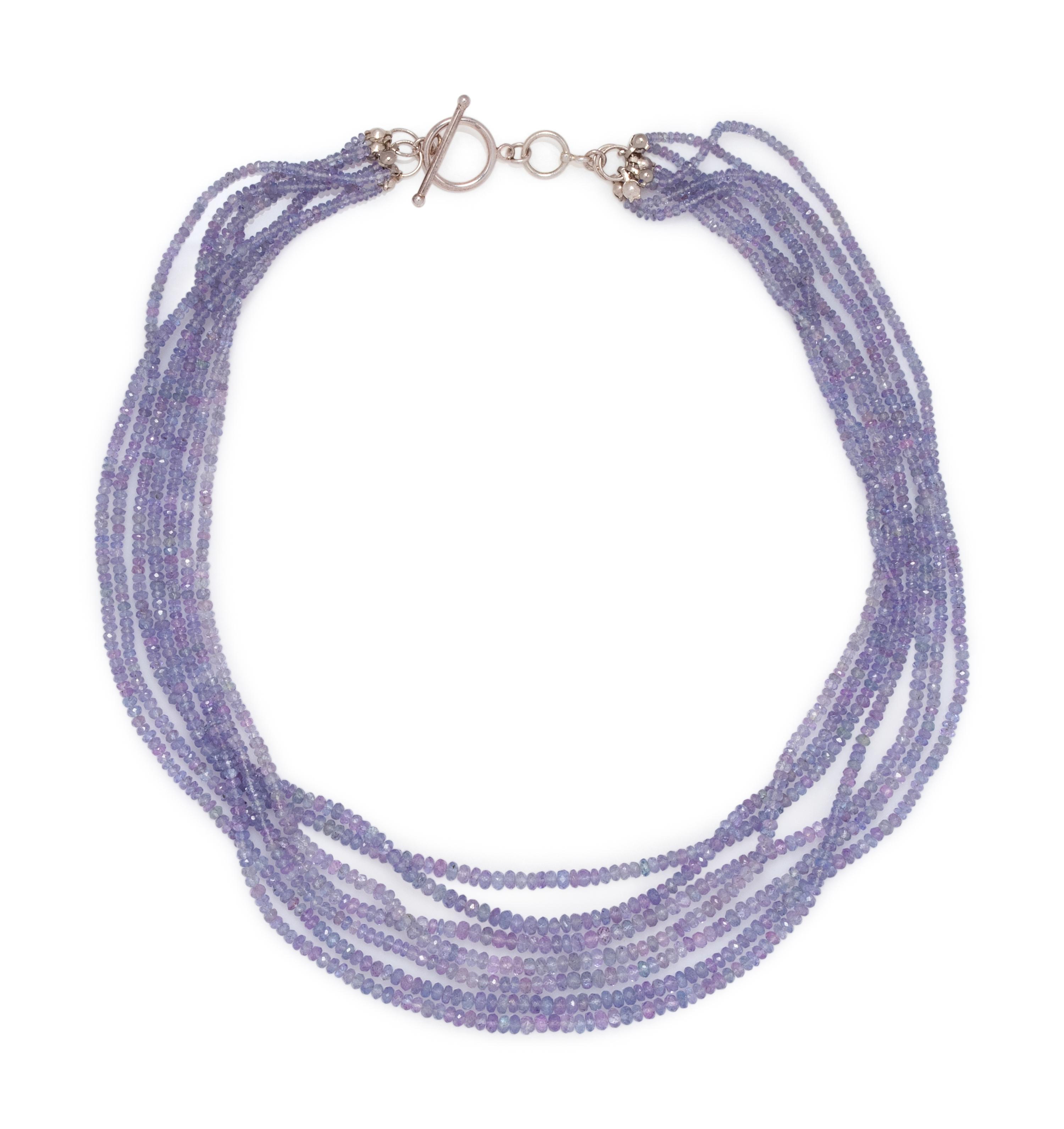 TANZANITE MULTISTRAND BEAD NECKLACE