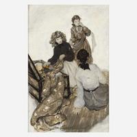 Ellen Bernard Thompson Pyle (American, 1876-1936) I Think I Hear Someone Coming Upstairs