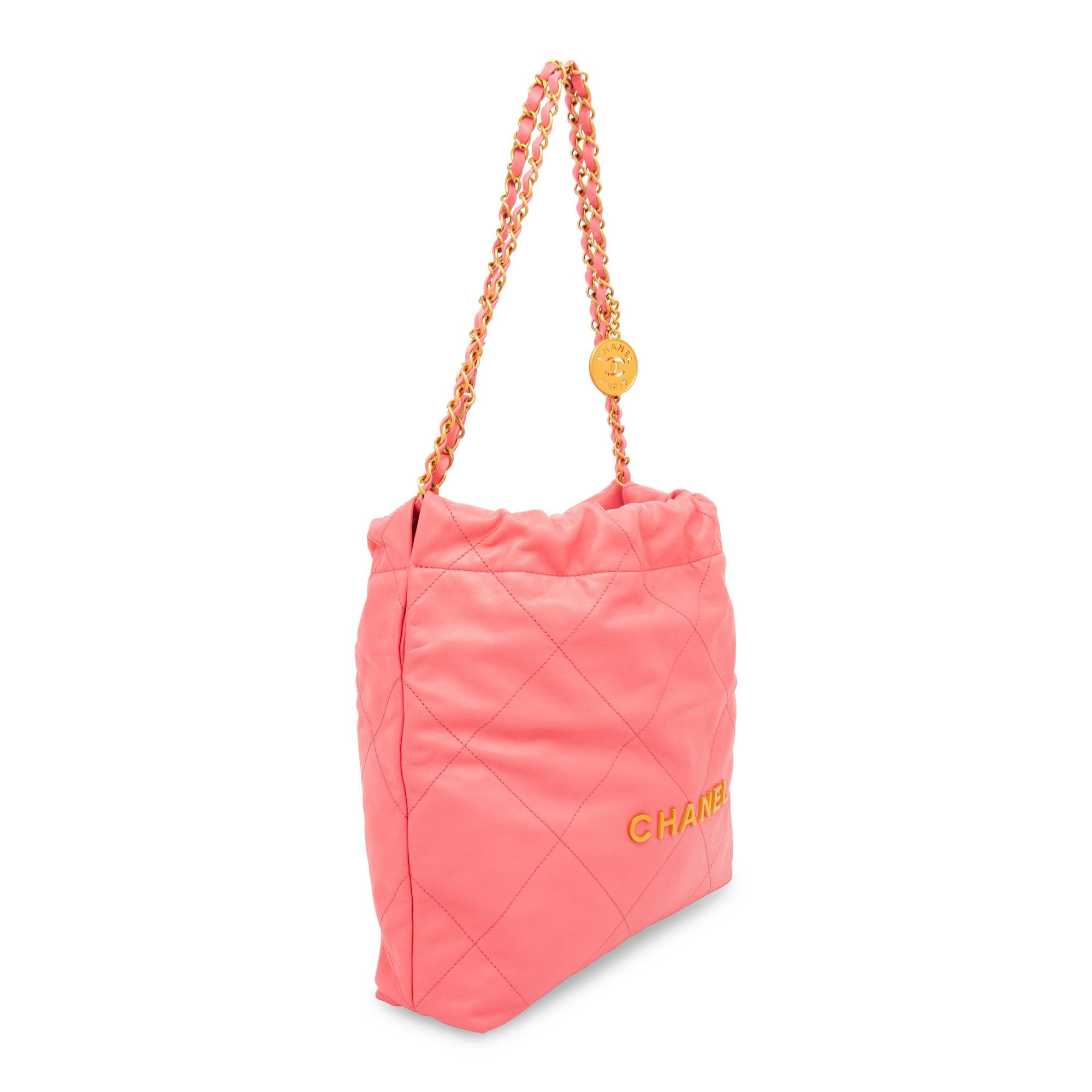 CHANEL, PINK LEATHER 22 TOTE