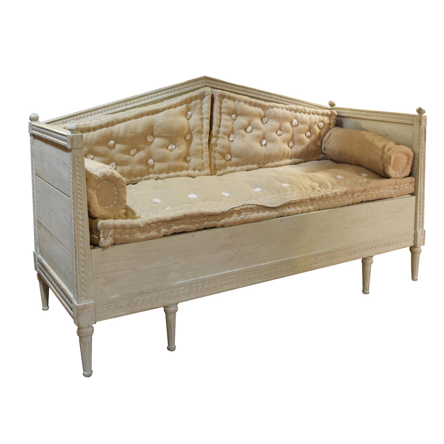 A Painted Pine Settee 74.5" W x 29" D x 44" H — Sweden, 20th Century