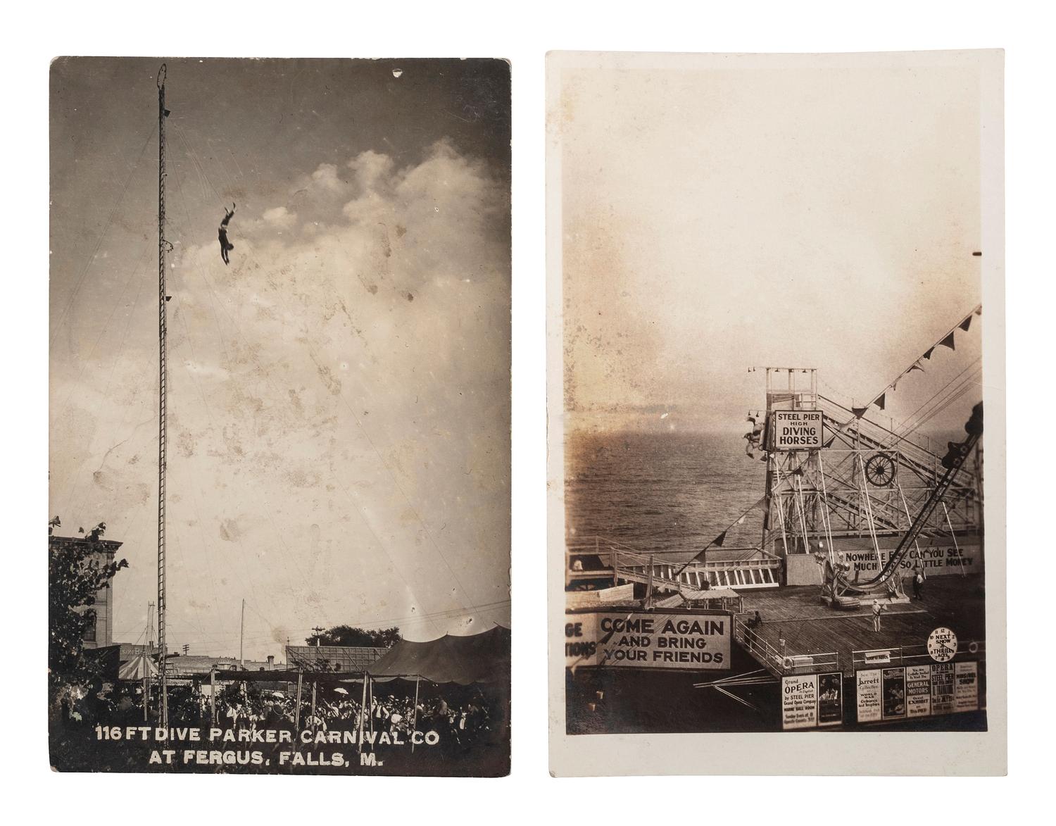 [EPHEMERA]. 78 RPPCs & photographs of parades, sideshows, and fairs.