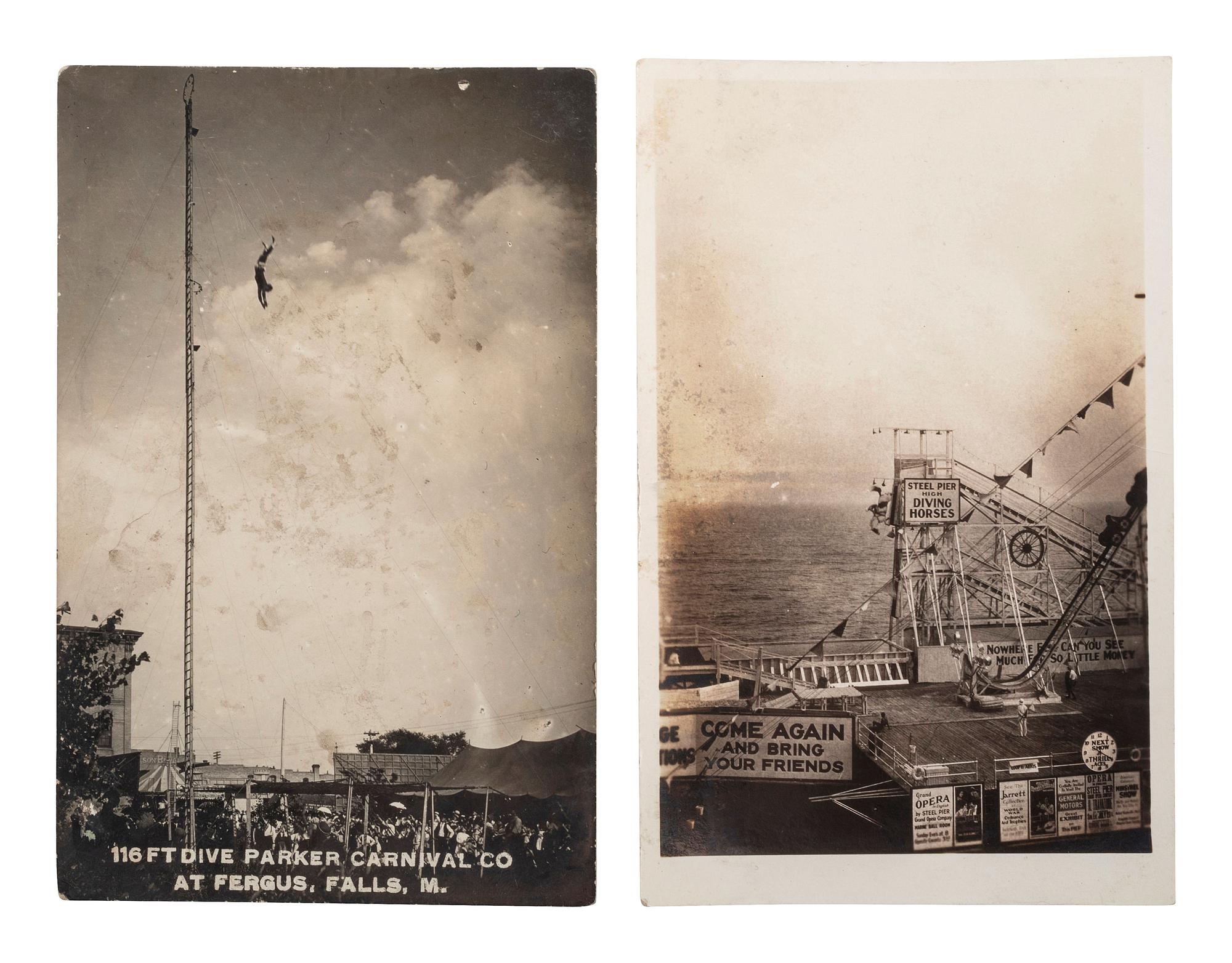 [EPHEMERA]. 78 RPPCs & photographs of parades, sideshows, and fairs.