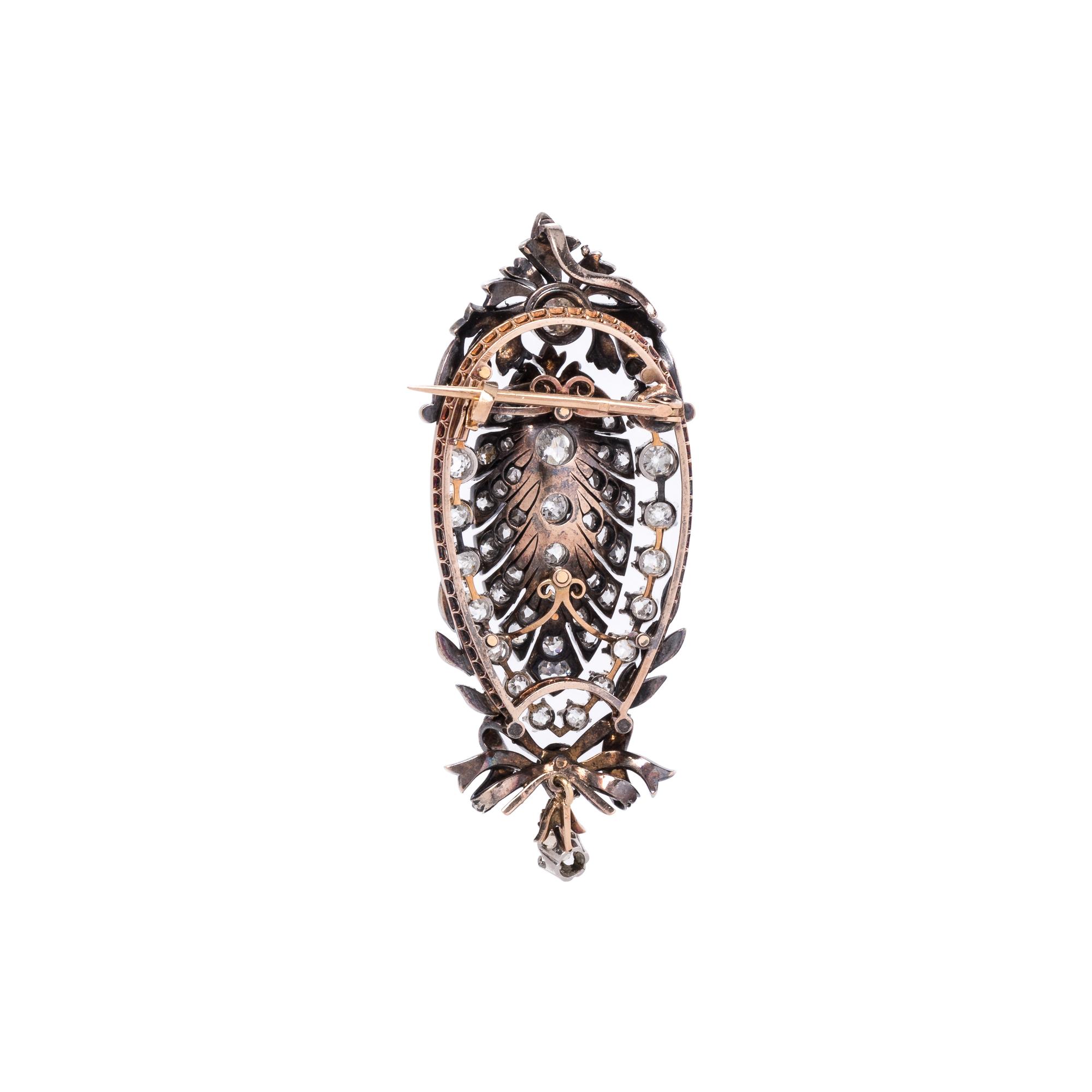 FRENCH, ANTIQUE, DIAMOND PENDANT/BROOCH