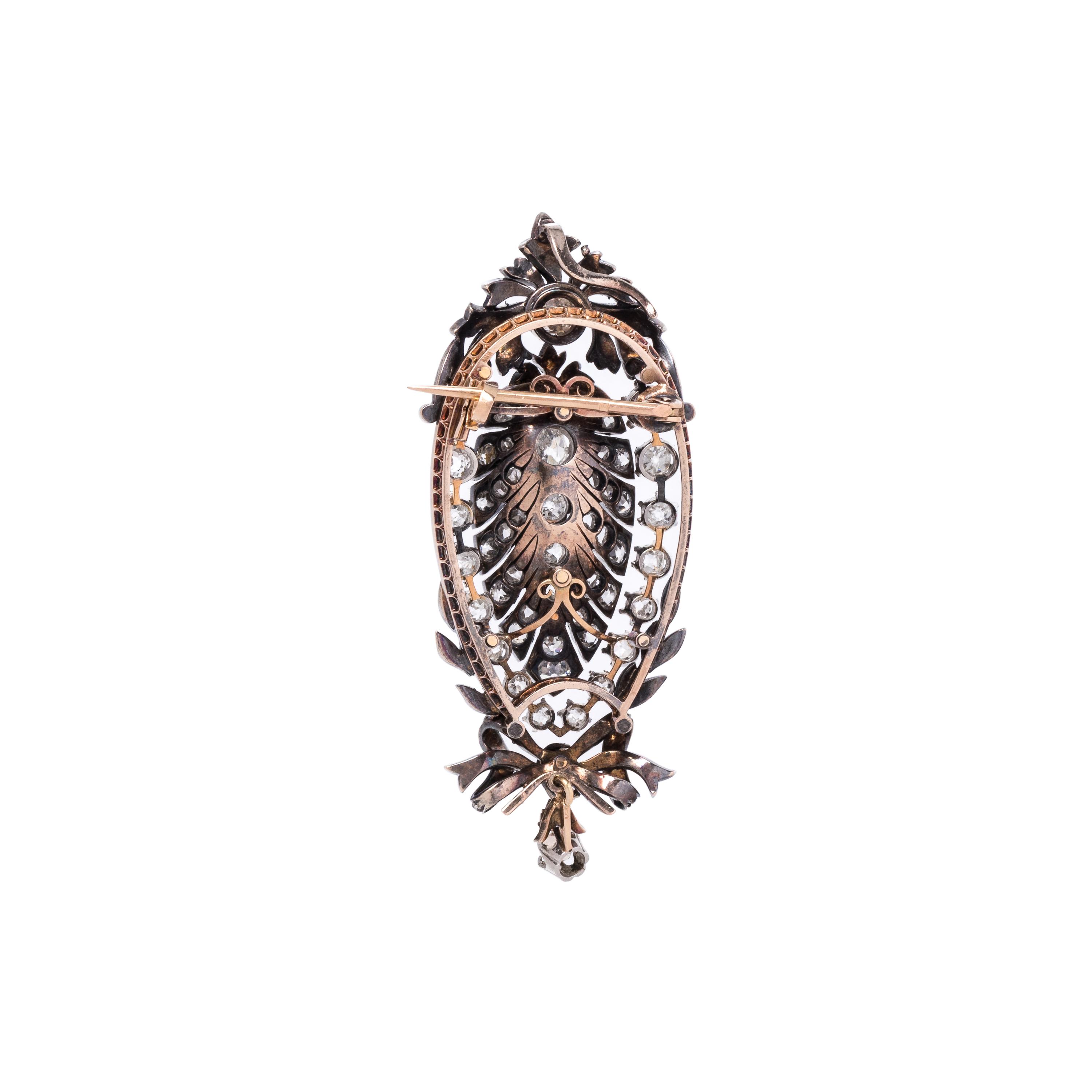 FRENCH, ANTIQUE, DIAMOND PENDANT/BROOCH