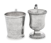 Two American Coin Silver Mugs