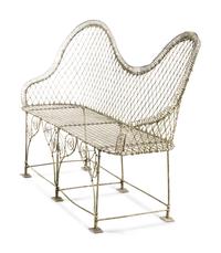 A Painted Wire Garden Bench