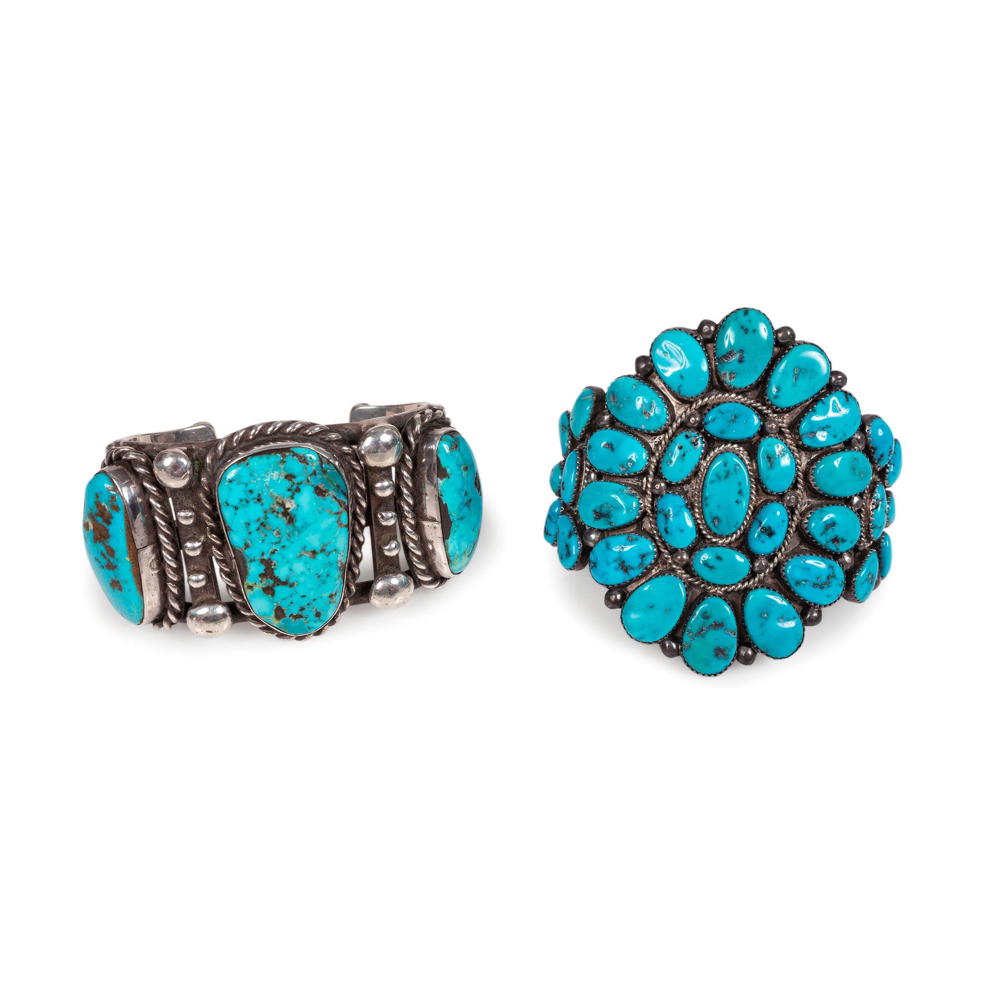 Navajo Silver and Turquoise Cuff Bracelets