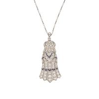 DIAMOND AND SYNTHETIC SAPPHIRE PENDANT/BROOCH NECKLACE