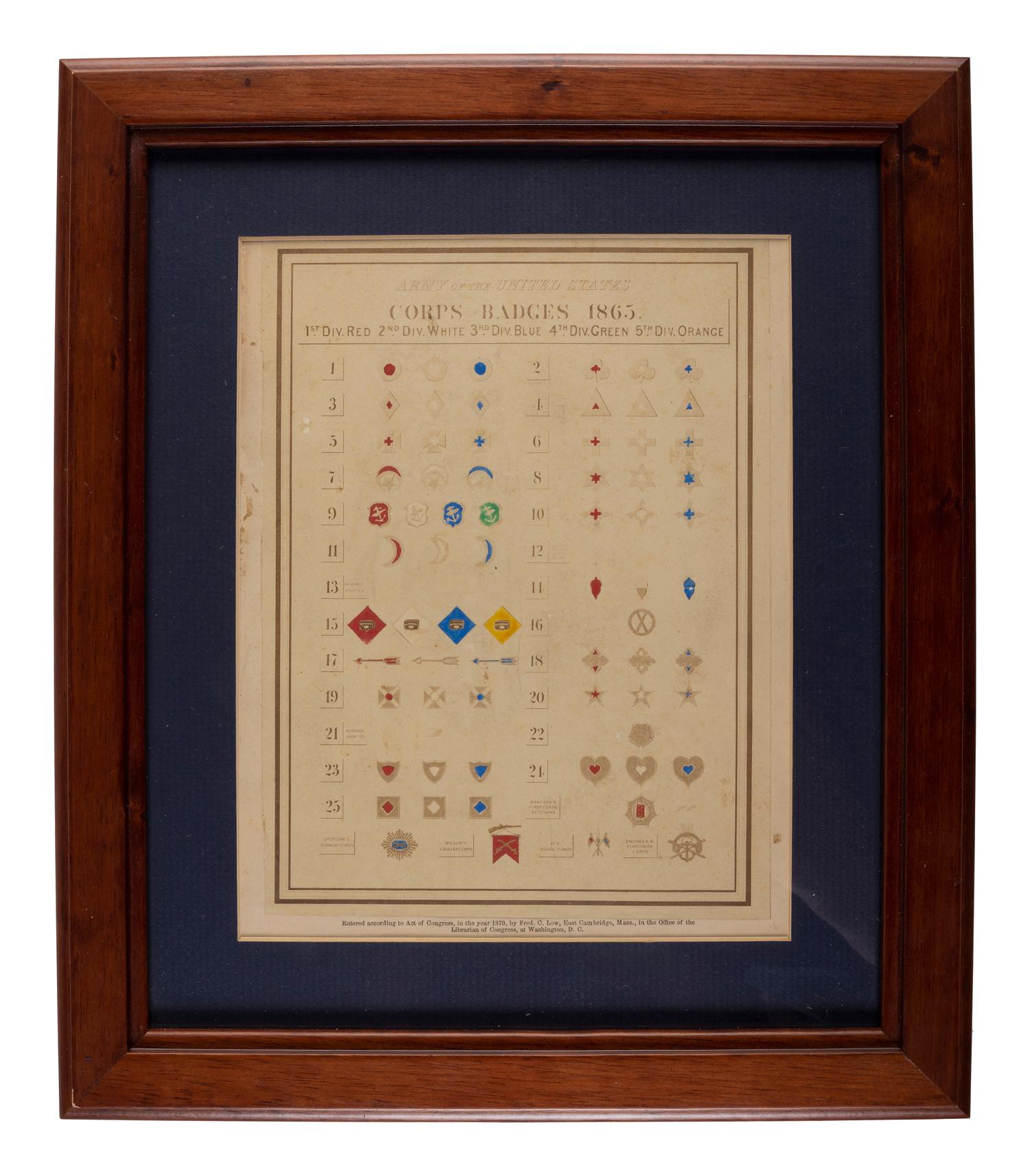 Army of the United States Corps Badges 1865 . Albumen photograph. Cambridge, MA: Fred C. Low, 1870.