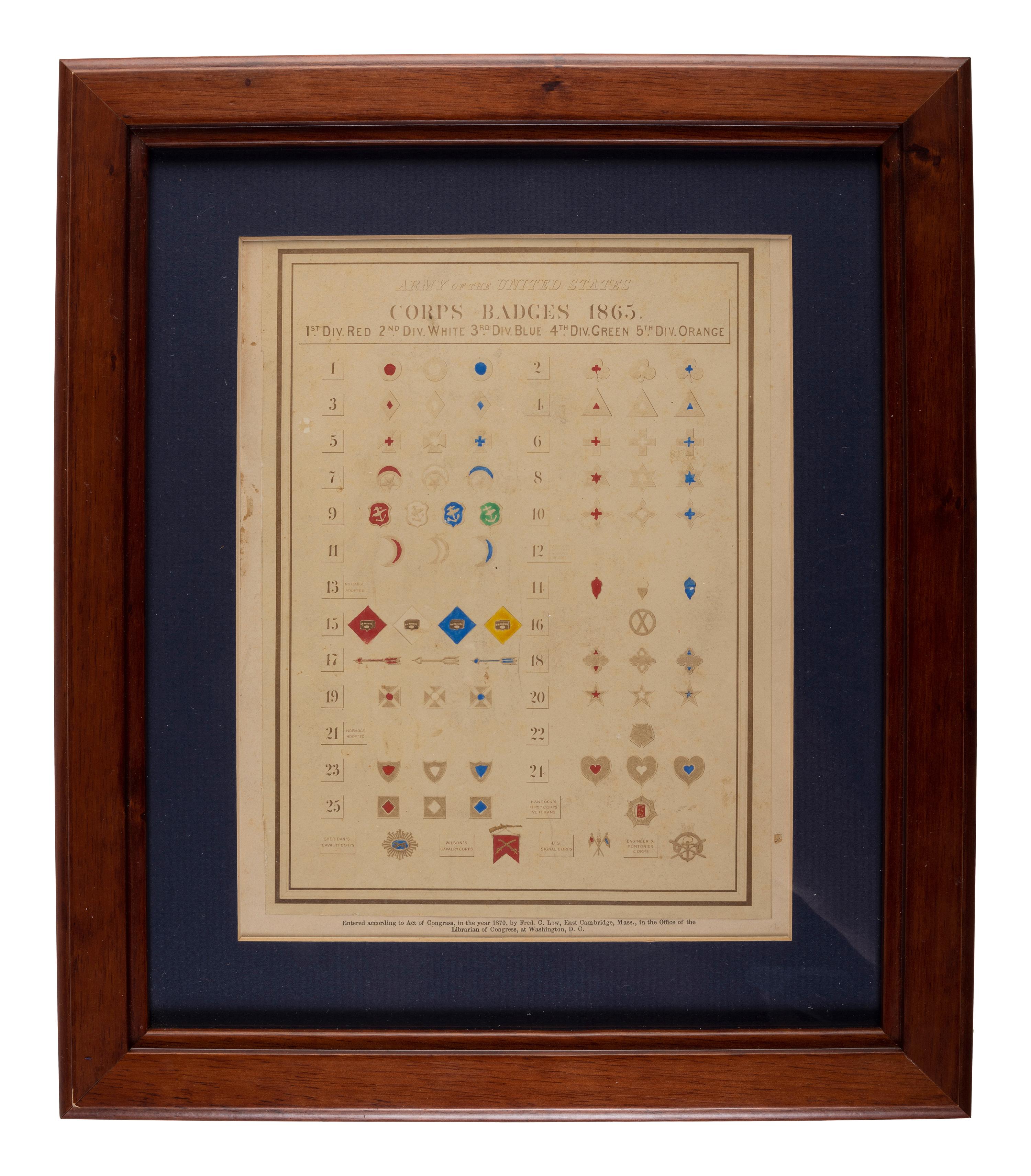 Army of the United States Corps Badges 1865 . Albumen photograph. Cambridge, MA: Fred C. Low, 1870.