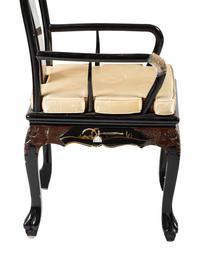 Eight Gilt and Black Lacquer Dining Chairs in the Chinese Taste