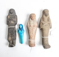 A Group of Four Egyptian Ushabti Height of tallest 6 1/2 inches.