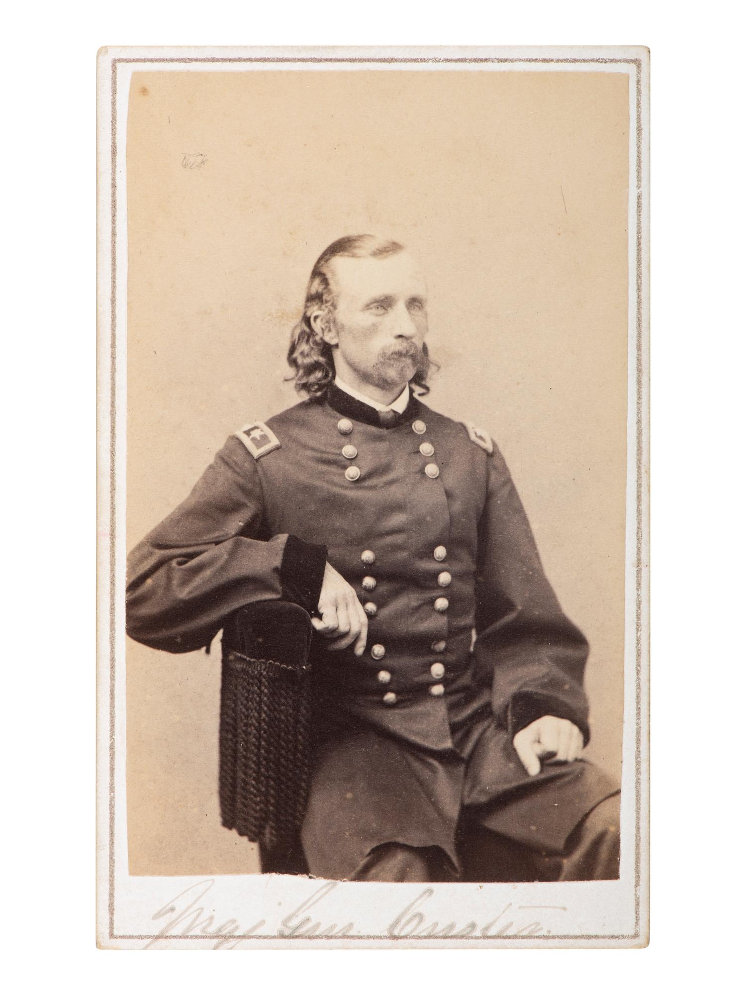 [CUSTER, George Armstrong (1839-1876)]. CDV of Custer as Major General. Washington, DC: John Goldin & Co., 1865.