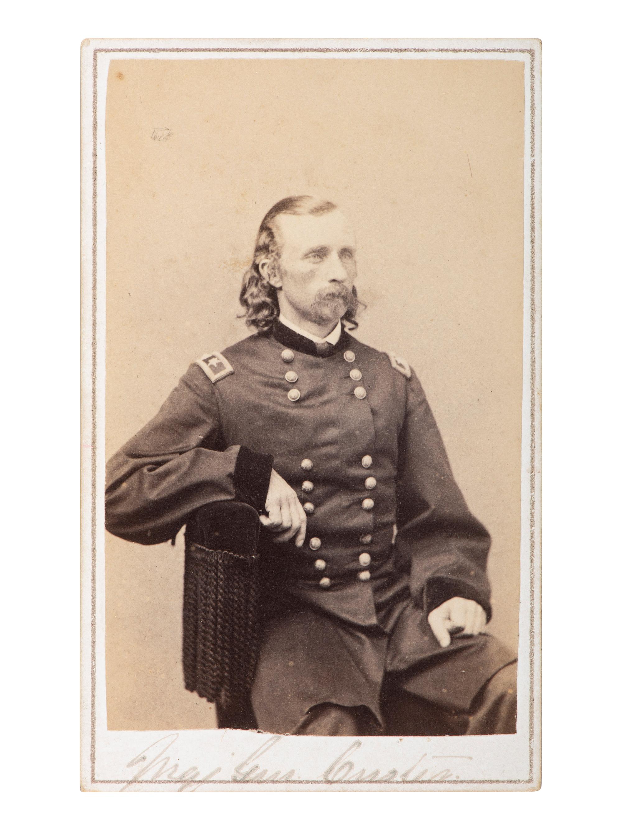[CUSTER, George Armstrong (1839-1876)]. CDV of Custer as Major General. Washington, DC: John Goldin & Co., 1865.