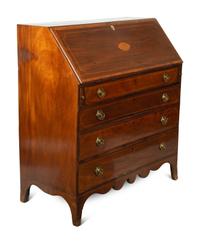 A George III Mahogany and Marquetry Slant-Front Bureau
