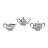 A Chinese Silver Three-Piece Tea Service