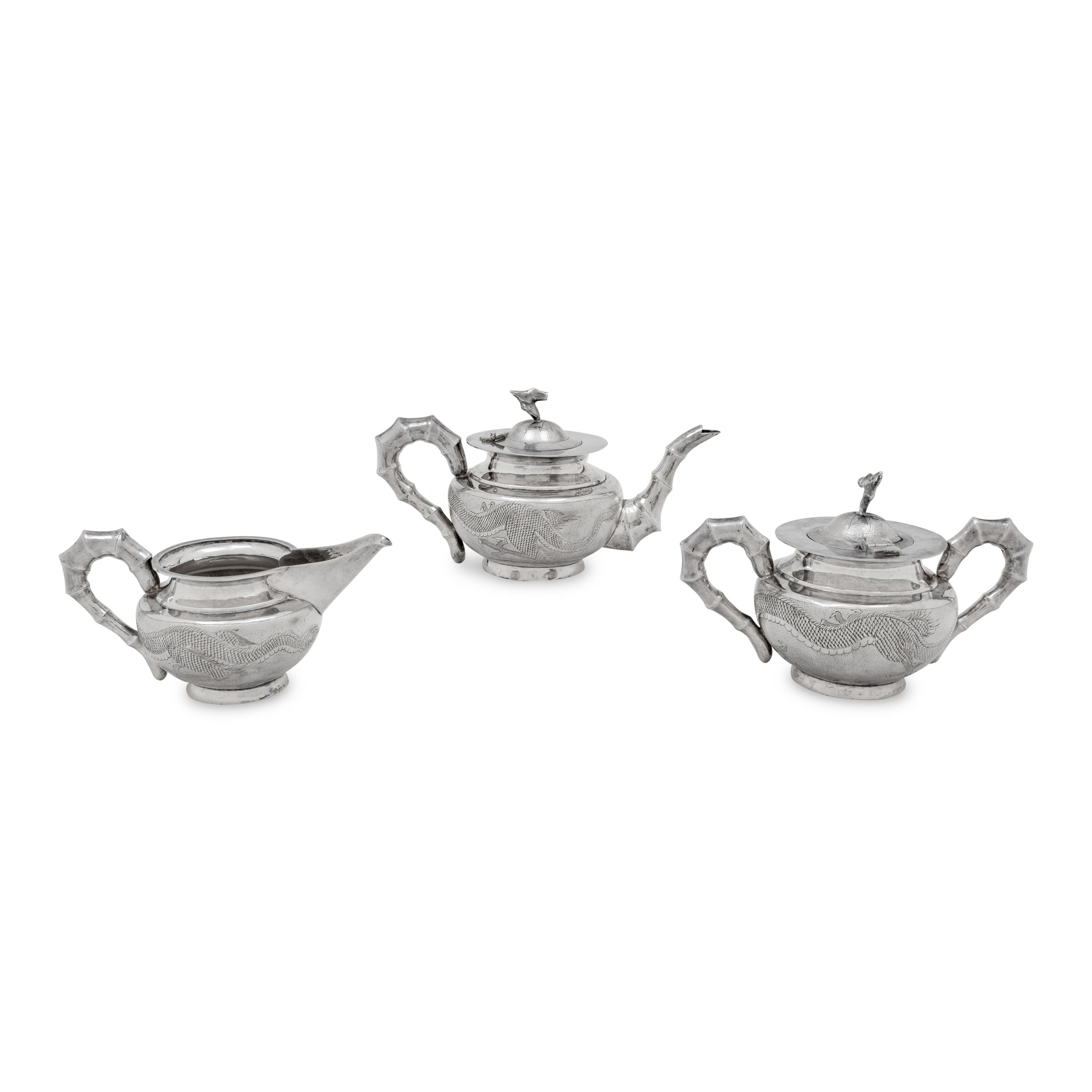 A Chinese Silver Three-Piece Tea Service