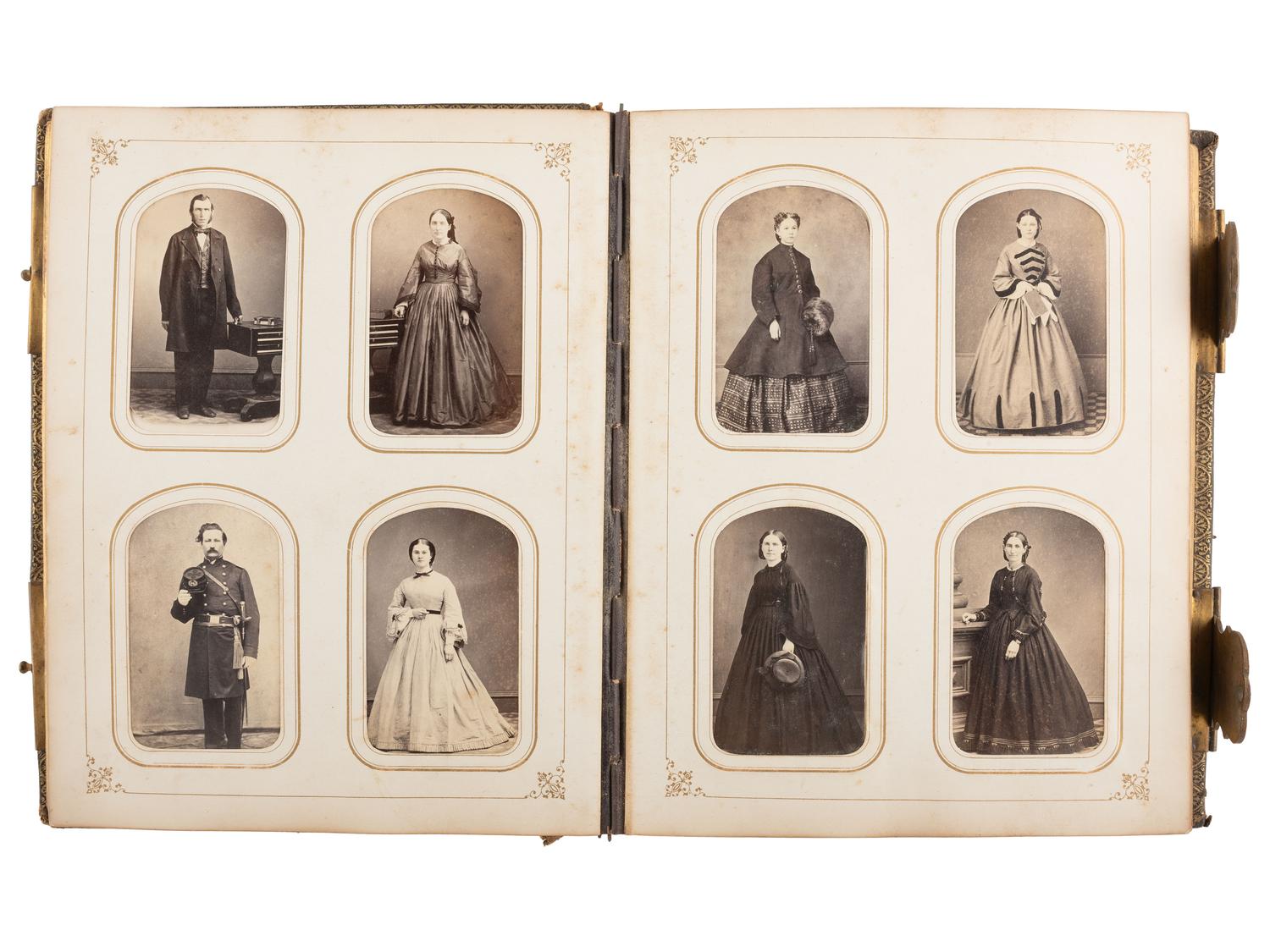 [CIVIL WAR] 2 CDV albums cont. portraits of soldiers, naval subjects, and North and South Americans.