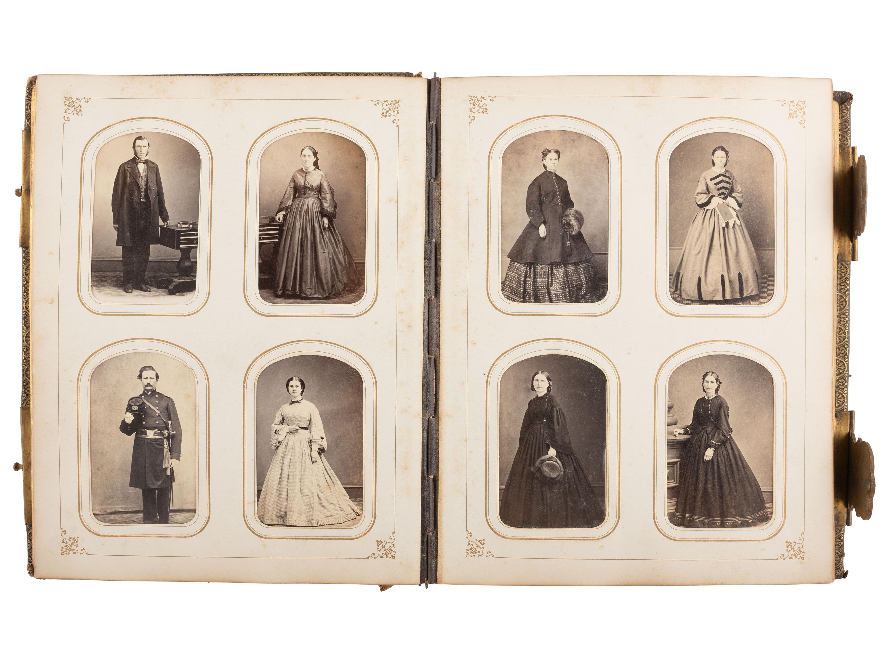 [CIVIL WAR] 2 CDV albums cont. portraits of soldiers, naval subjects, and North and South Americans.