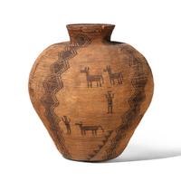 Monumental Apache Basketry Figural Olla