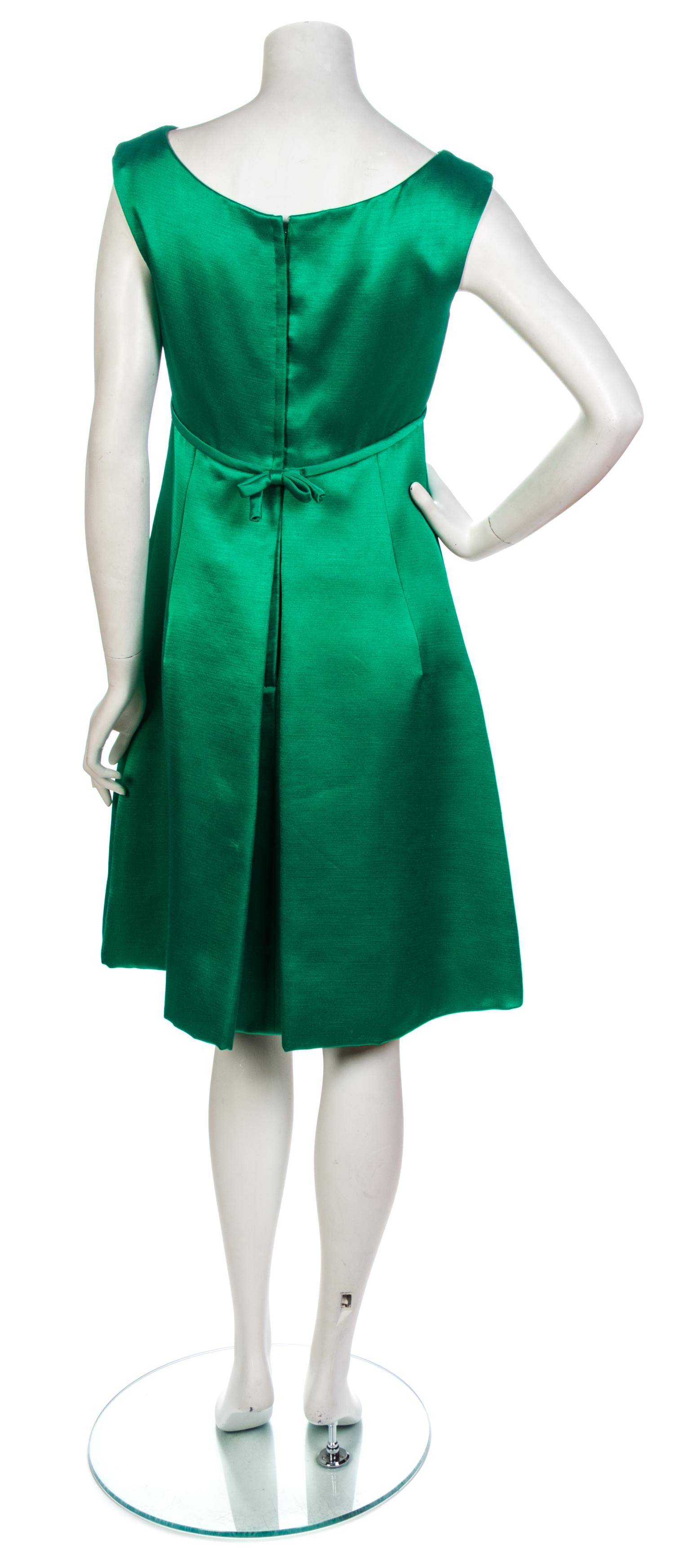 A Malcolm Starr Emerald Green Silk Day Dress,
