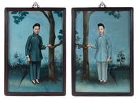 Two Painted Portraits on Board 25 1/2 x 17 1/4 inches. — LATE 19TH CENTURY