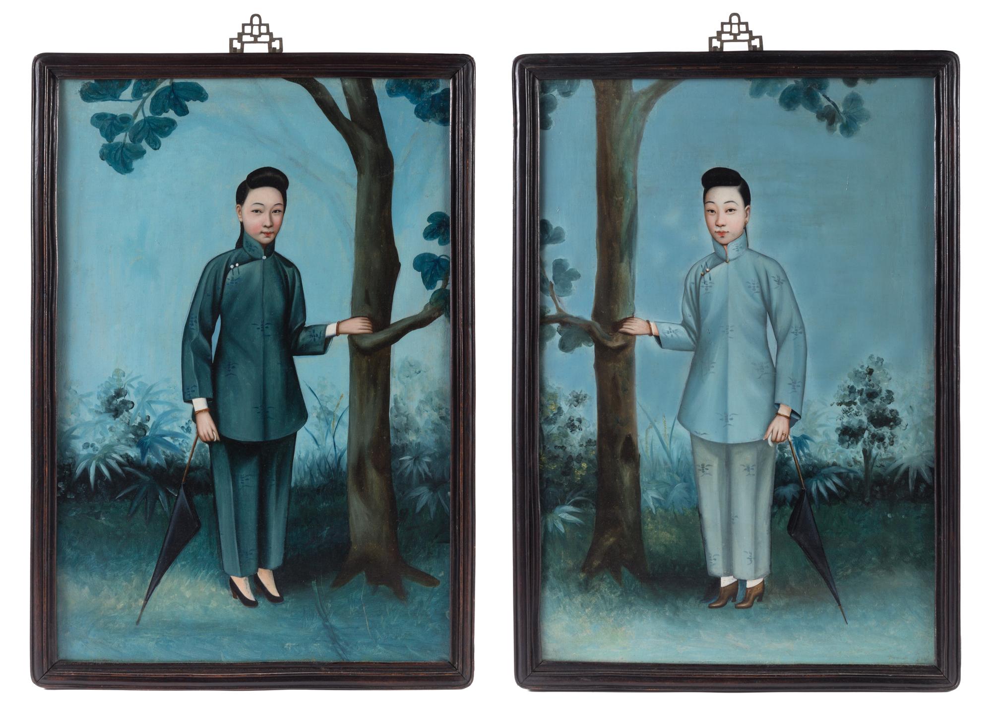 Two Painted Portraits on Board 25 1/2 x 17 1/4 inches. — LATE 19TH CENTURY