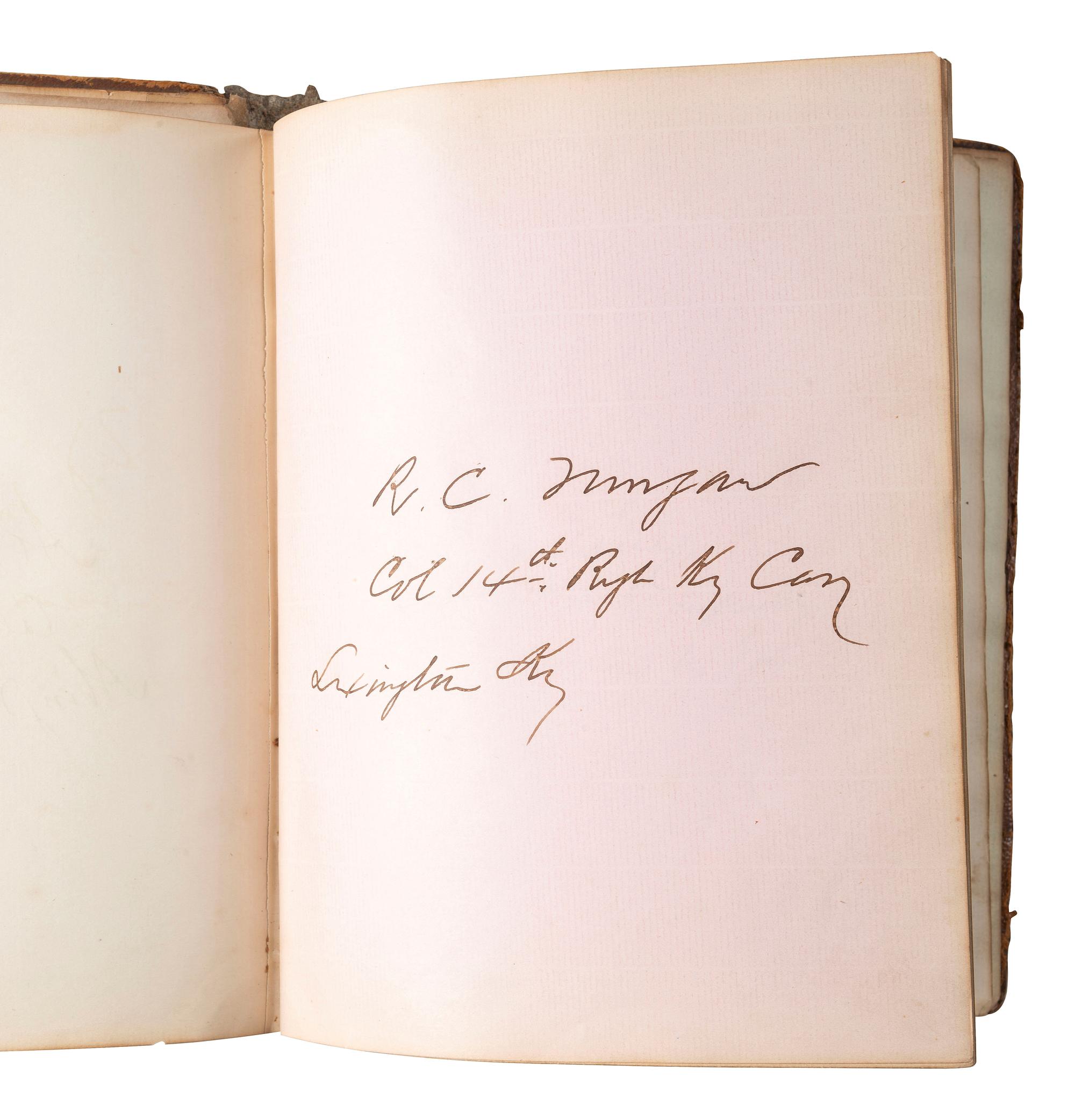 [CIVIL WAR]. An autograph album, ca 1863-1865, featuring the signatures of Confederate POWs held at Fort Delaware, including soldiers from "The Immortal Six Hundred."
