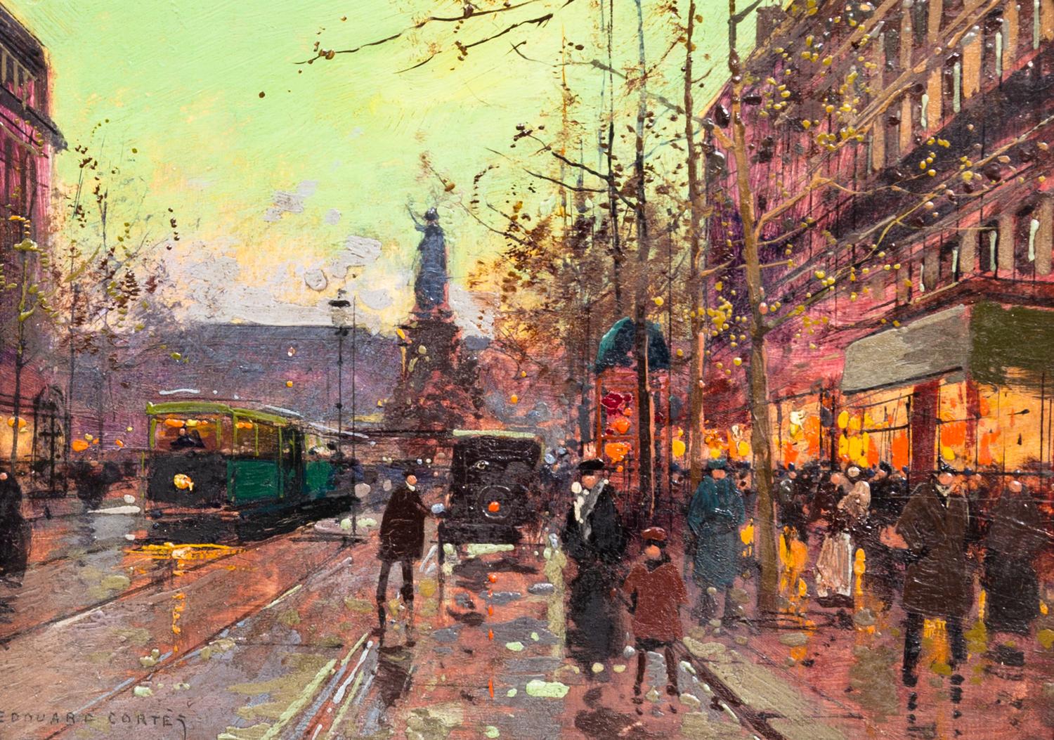 Edouard Leon Cortes, (French, 1882-1969), La Place de la Republic and La porte sante danis (a pair of works)