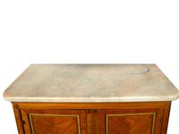 A Louis XVI Style Gilt Bronze Mounted Tulipwood Marble-Top Cabinet
