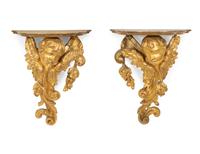 A Pair of Italian Giltwood Wall Brackets