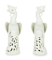 A Pair of Chinese Export Blanc de Chine Phoenix Birds — 20TH CENTURY