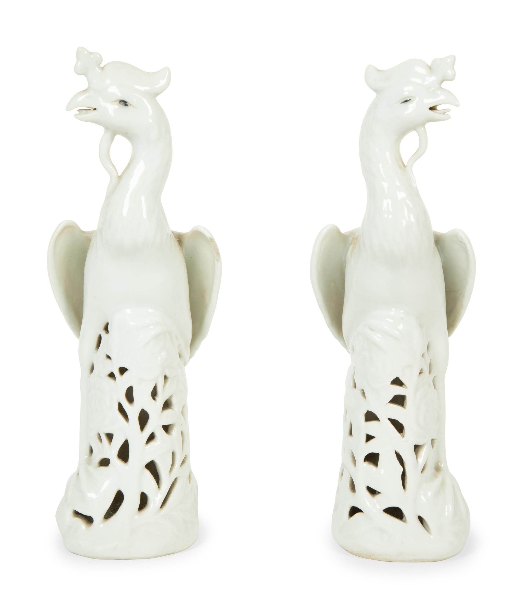A Pair of Chinese Export Blanc de Chine Phoenix Birds — 20TH CENTURY