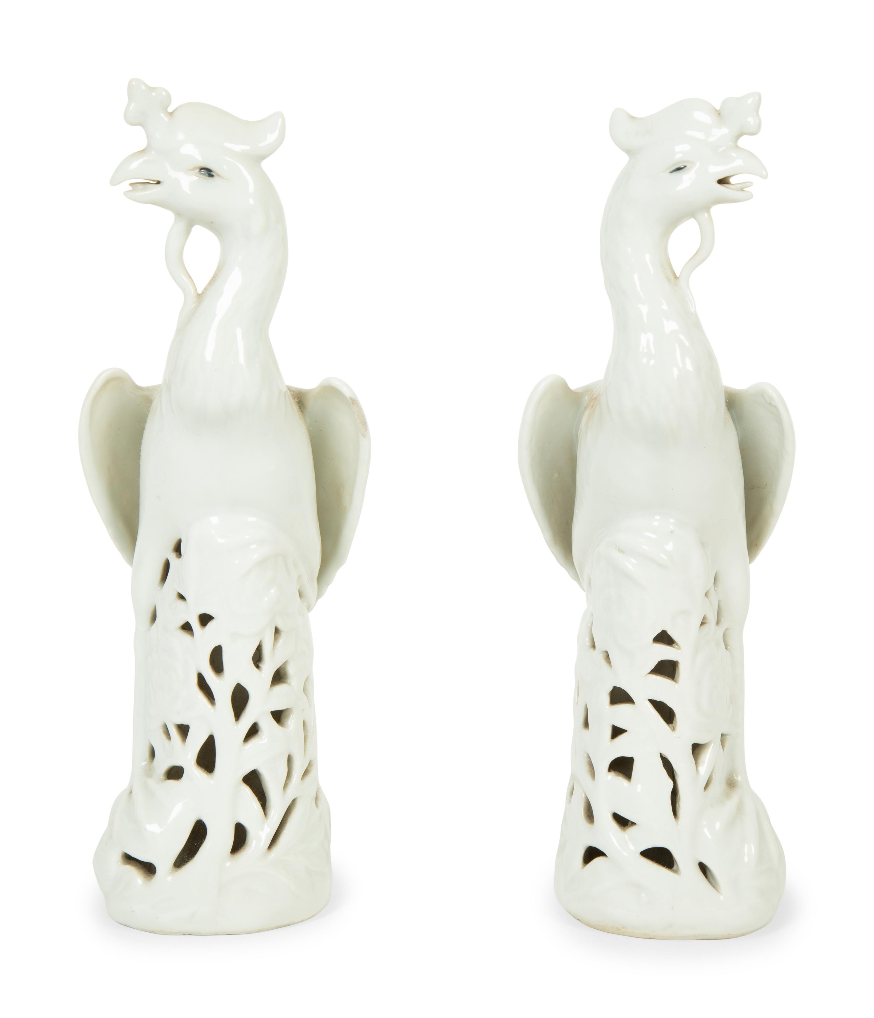A Pair of Chinese Export Blanc de Chine Phoenix Birds — 20TH CENTURY