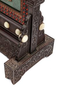 A Chinese Export Hardstone and Carved Hardwood Table Screen