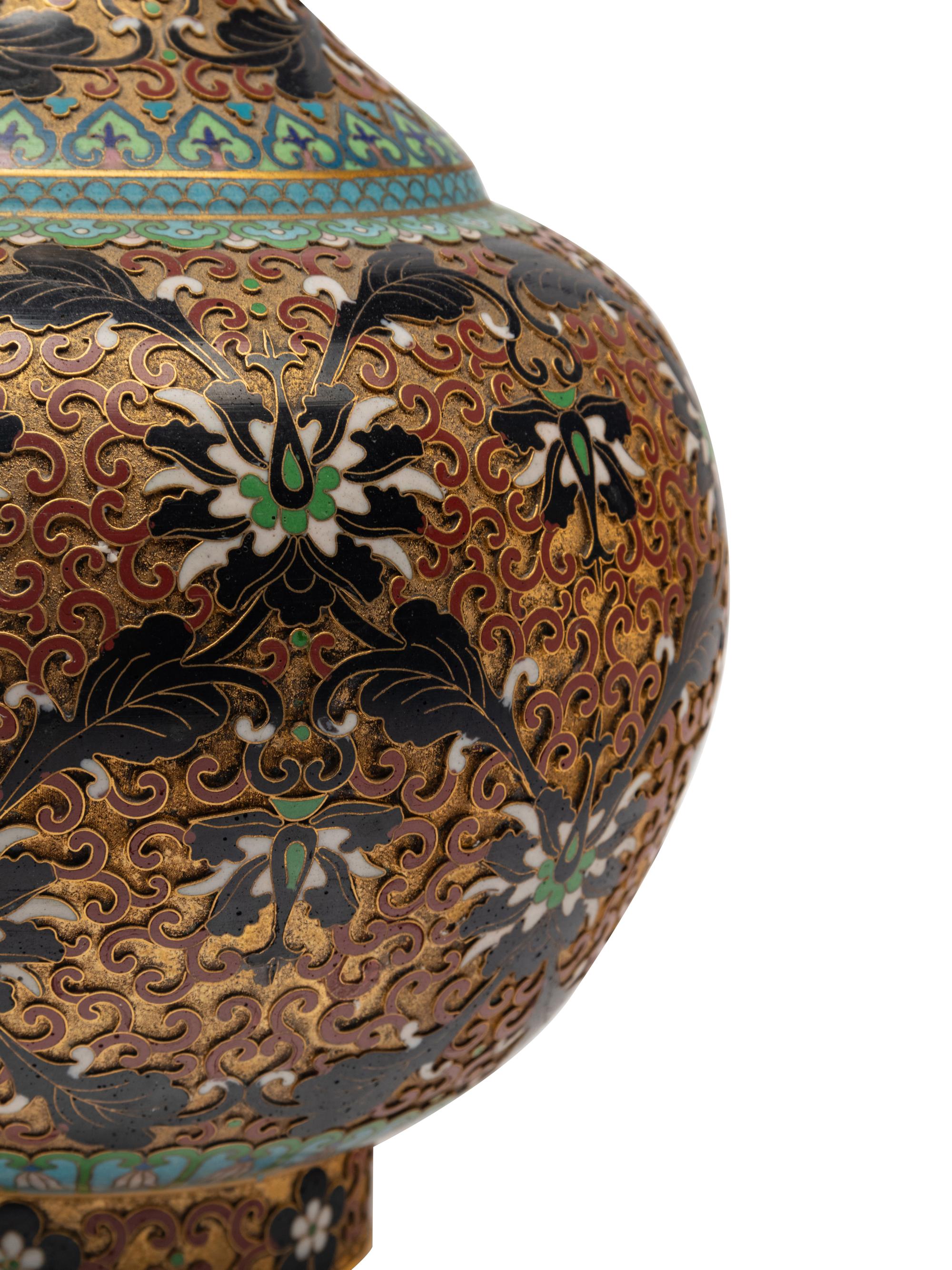 A Pair of Chinese Cloisonné Vases