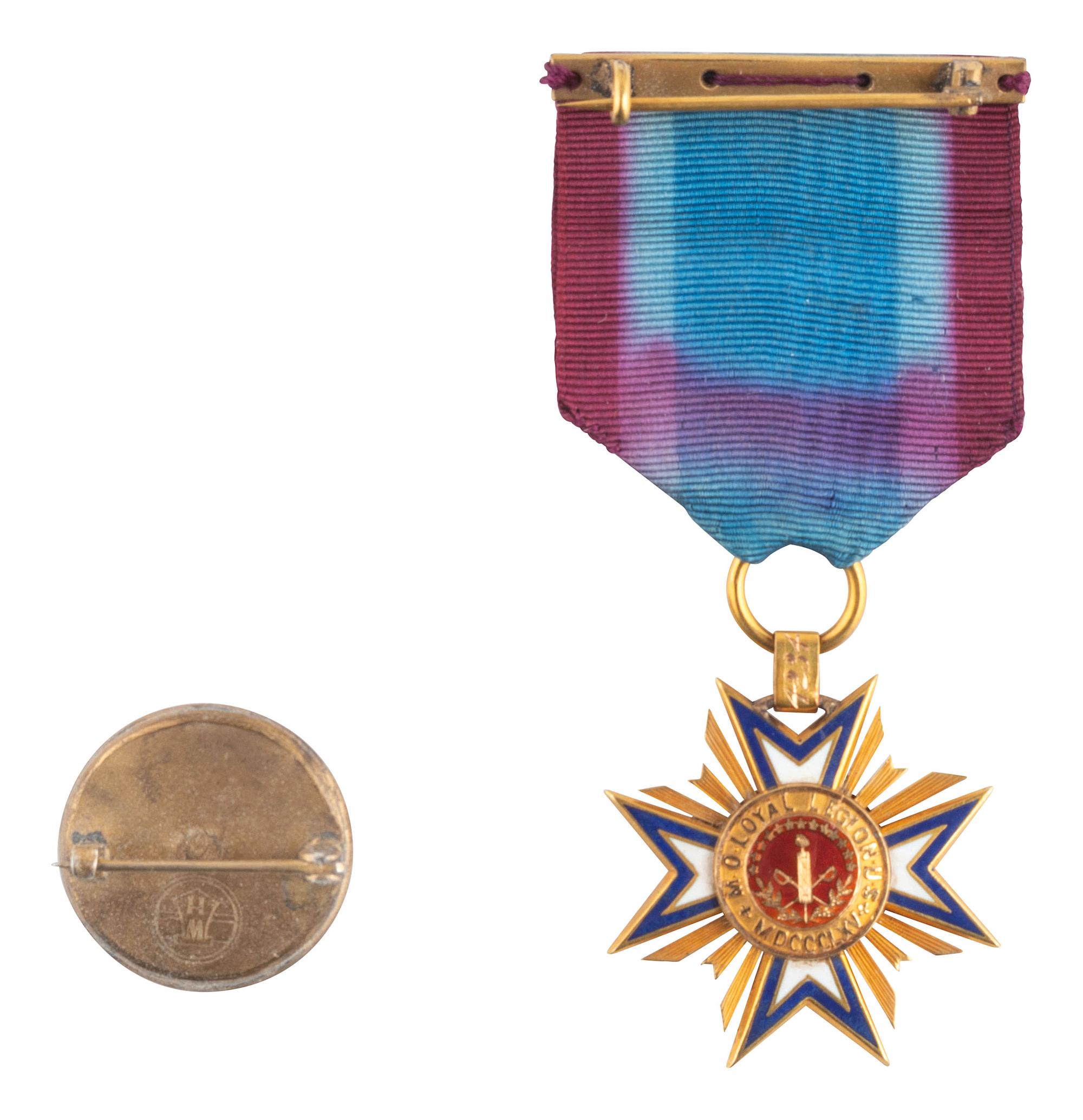 [CIVIL WAR]. MOLLUS badge and button identified to Henry M. Rice. Ex Julian Converse Collection.