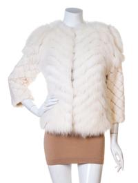 An Oscar de la Renta Cream Fox and Long Hair Mink Apres Ski Jacket, Size 4.
