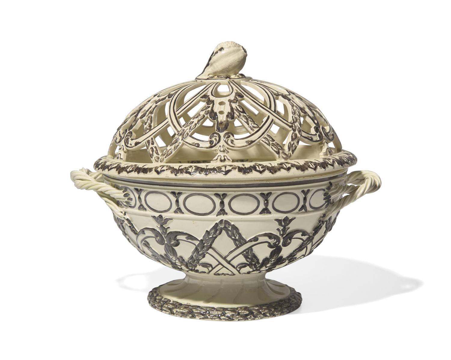 A Wedgwood Creamware Potpourri Bowl and Cover