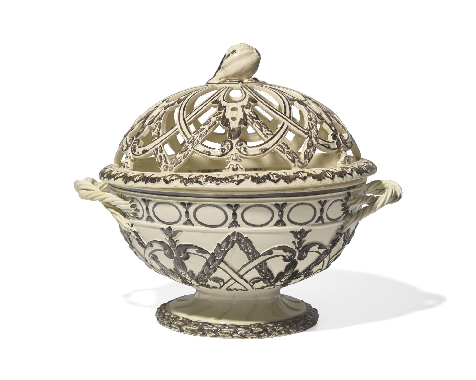 A Wedgwood Creamware Potpourri Bowl and Cover