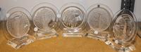 Five Lalique Molded Glass Annual Plates Diameter 8 5/8 inches. — 1971-1975
