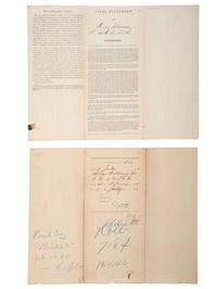 [CIVIL WAR]. A pair of documents related to the service of Private Thomas Williams, WIA, Company E, 15th Regiment, United States Colored Troops including discharge and payment papers.